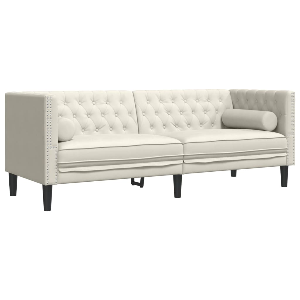 3-Delige Loungeset Chesterfield Met Bolsters Fluweel Kleur Crème