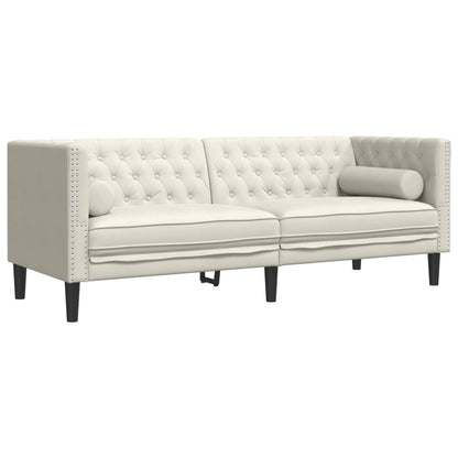 3-Delige Loungeset Chesterfield Met Bolsters Fluweel Kleur Crème