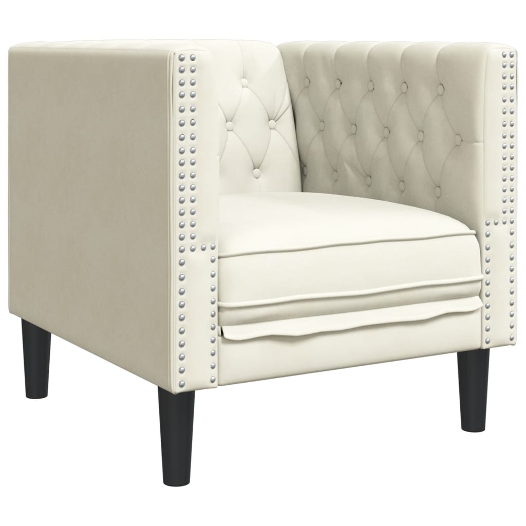3-Delige Loungeset Chesterfield Met Bolsters Fluweel Kleur Crème