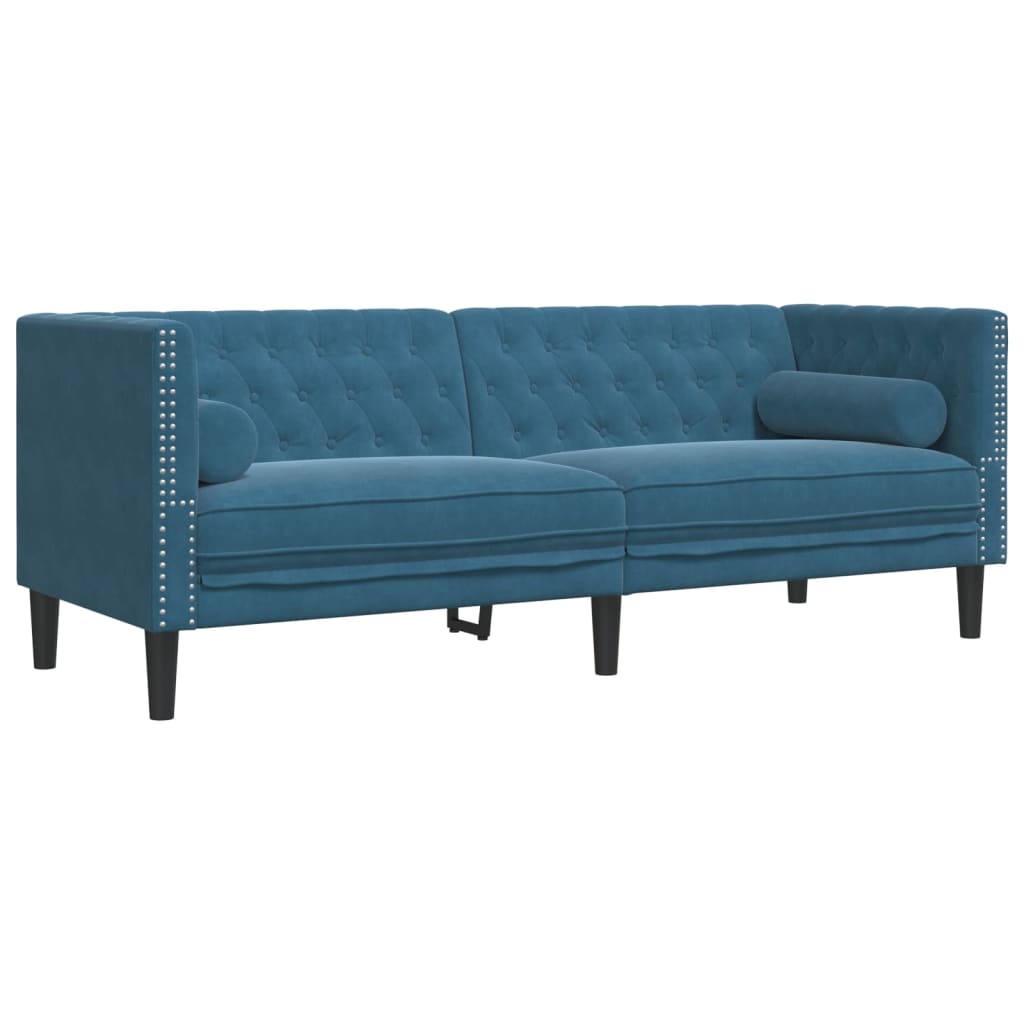 3-Delige Loungeset Chesterfield Met Bolsters Fluweel Blauw