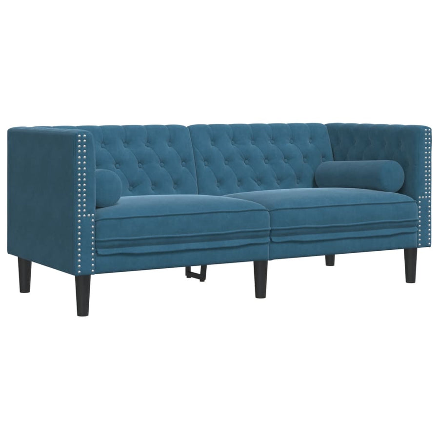 3-Delige Loungeset Chesterfield Met Bolsters Fluweel Blauw