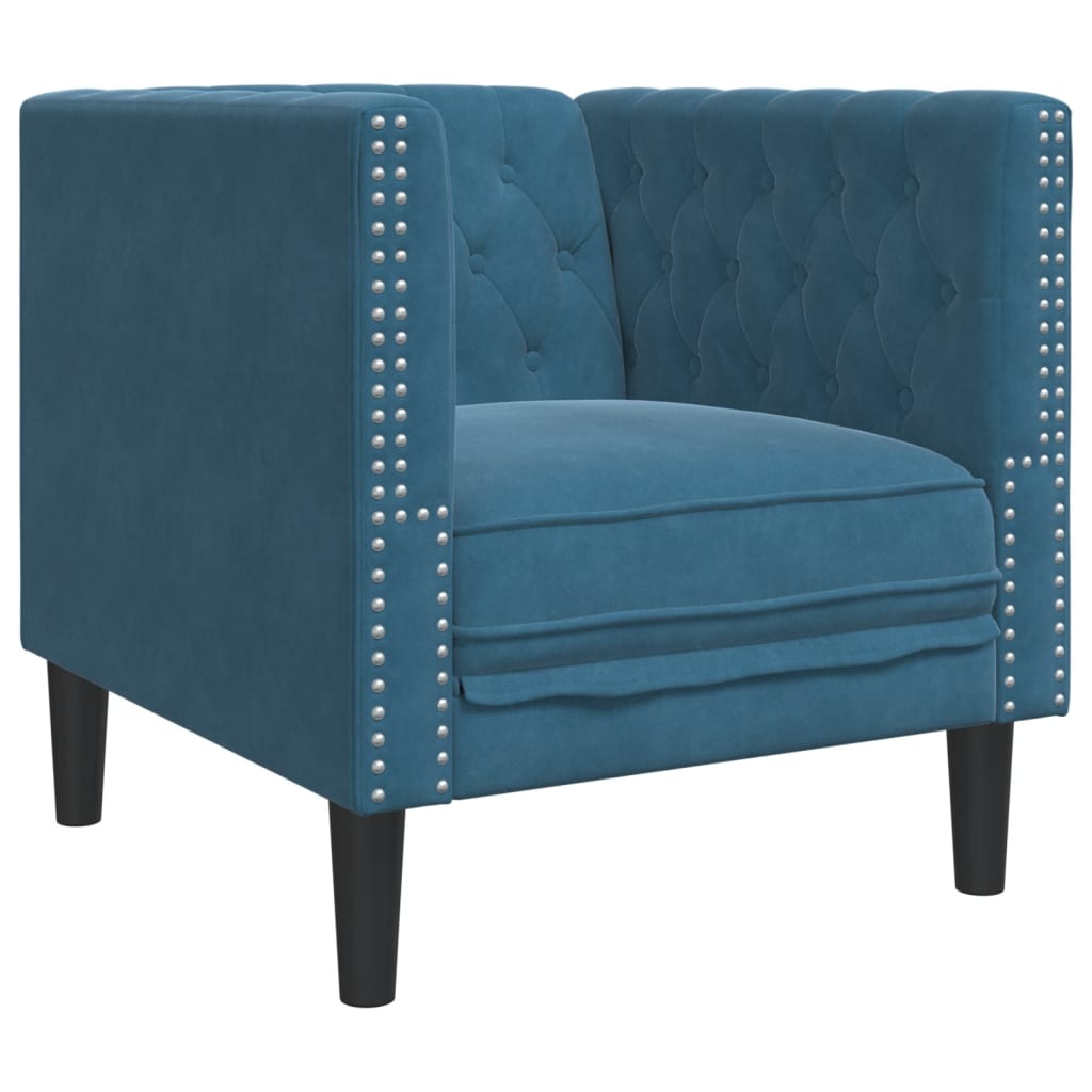 3-Delige Loungeset Chesterfield Met Bolsters Fluweel Blauw