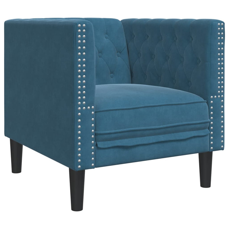 3-Delige Loungeset Chesterfield Met Bolsters Fluweel Blauw