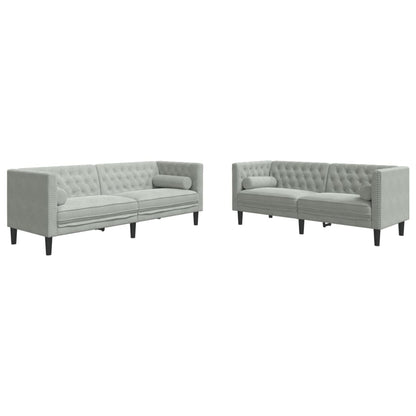2-delige Loungeset Chesterfield met bolsters fluweel lichtgrijs