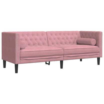 2-Delige Loungeset Chesterfield Met Bolsters Fluweel Roze