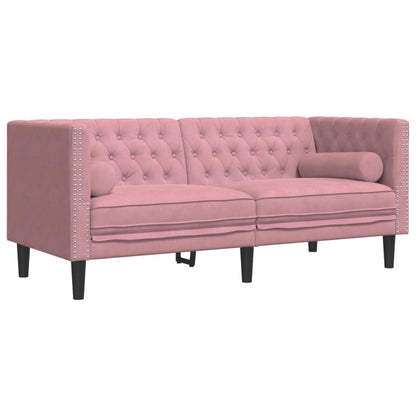2-Delige Loungeset Chesterfield Met Bolsters Fluweel Roze