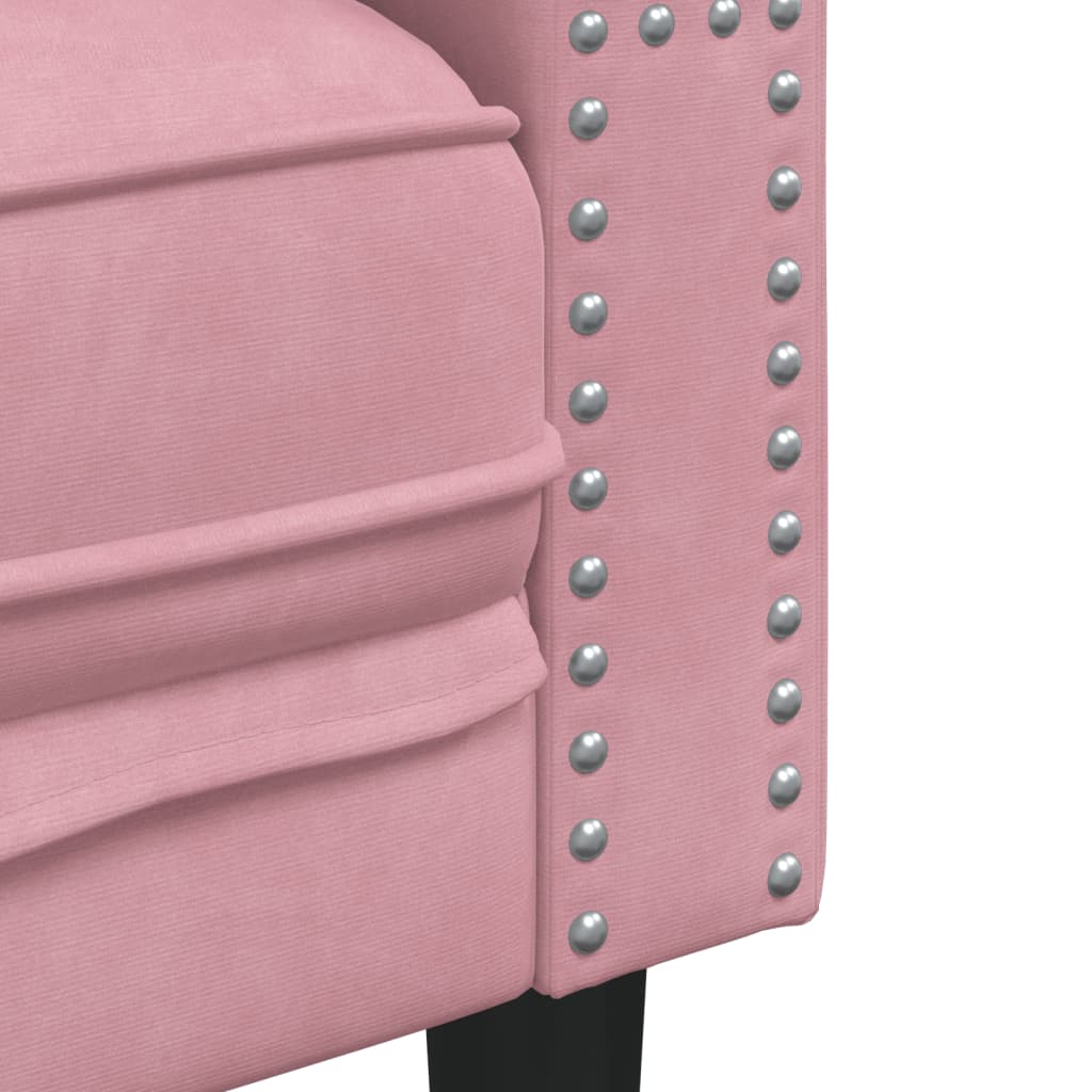 2-Delige Loungeset Chesterfield Met Bolsters Fluweel Roze