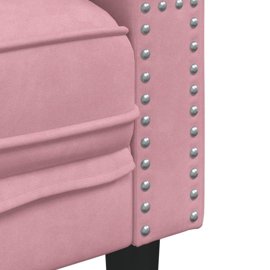 2-Delige Loungeset Chesterfield Met Bolsters Fluweel Roze
