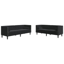 2-delige Loungeset Chesterfield met bolsters fluweel zwart