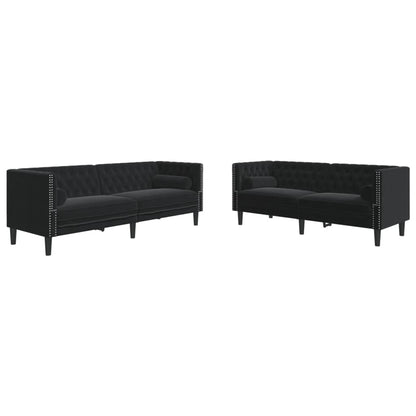 2-delige Loungeset Chesterfield met bolsters fluweel zwart