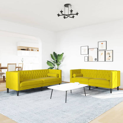 2-Delige Loungeset Chesterfield Met Bolsters Fluweel Geel