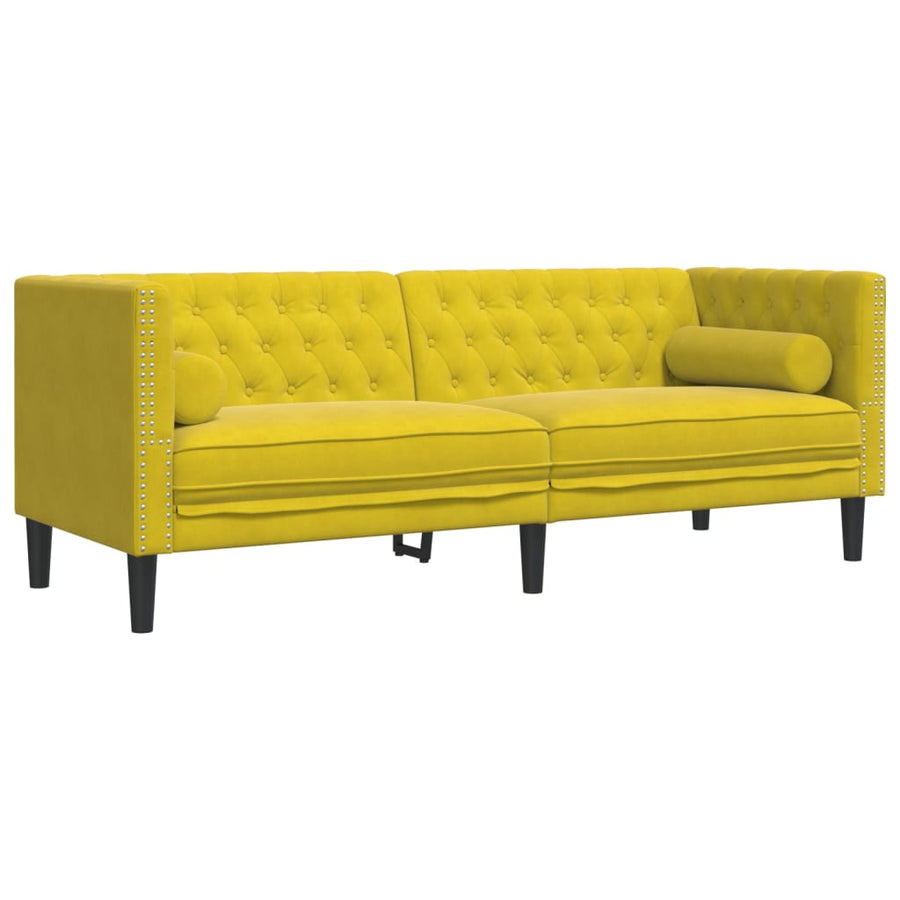 2-Delige Loungeset Chesterfield Met Bolsters Fluweel Geel