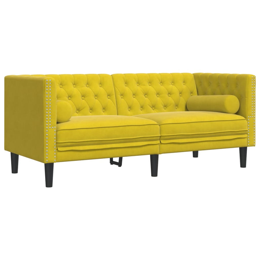 2-Delige Loungeset Chesterfield Met Bolsters Fluweel Geel