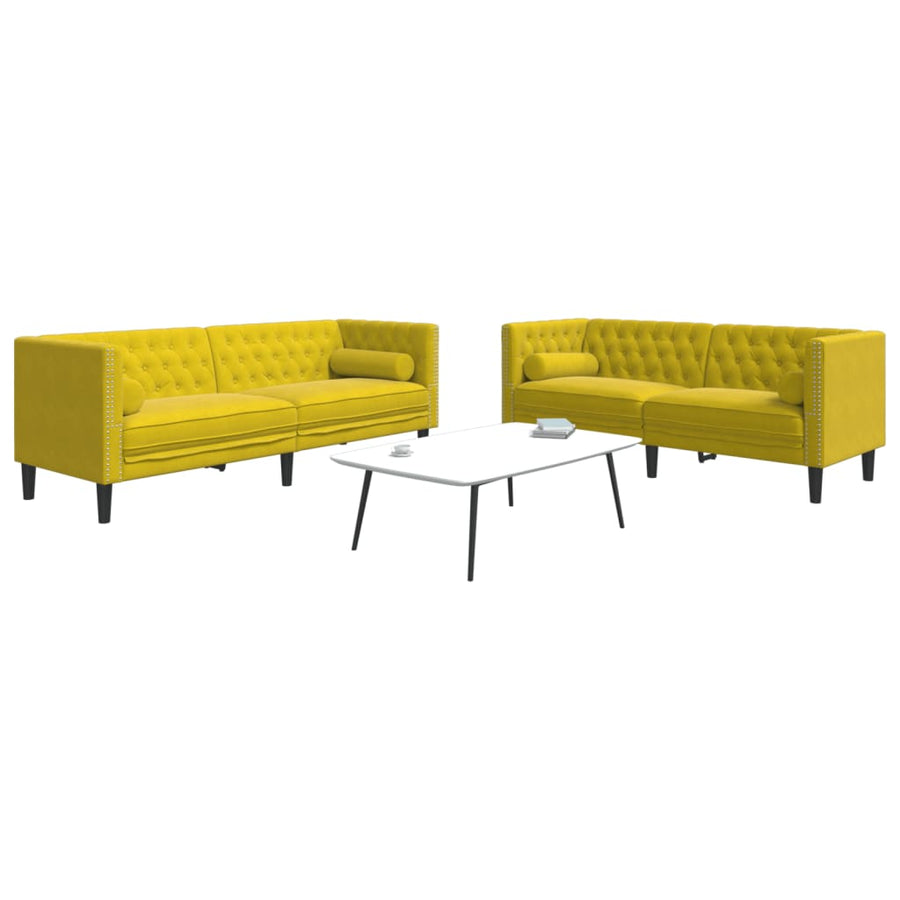 2-Delige Loungeset Chesterfield Met Bolsters Fluweel Geel