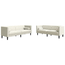 2-Delige Loungeset Chesterfield Met Bolsters Fluweel Kleur Crème