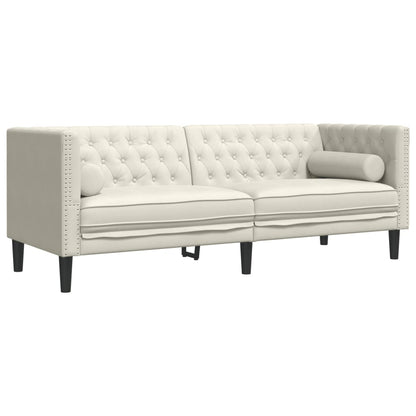 2-Delige Loungeset Chesterfield Met Bolsters Fluweel Kleur Crème