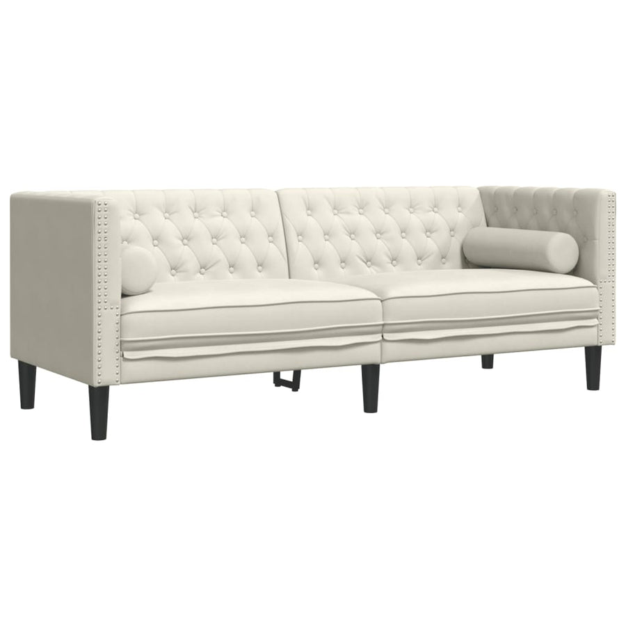 2-Delige Loungeset Chesterfield Met Bolsters Fluweel Kleur Crème