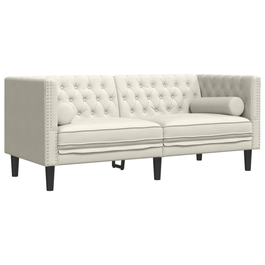 2-Delige Loungeset Chesterfield Met Bolsters Fluweel Kleur Crème