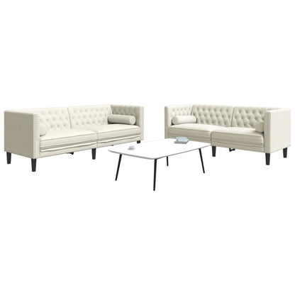 2-Delige Loungeset Chesterfield Met Bolsters Fluweel Kleur Crème