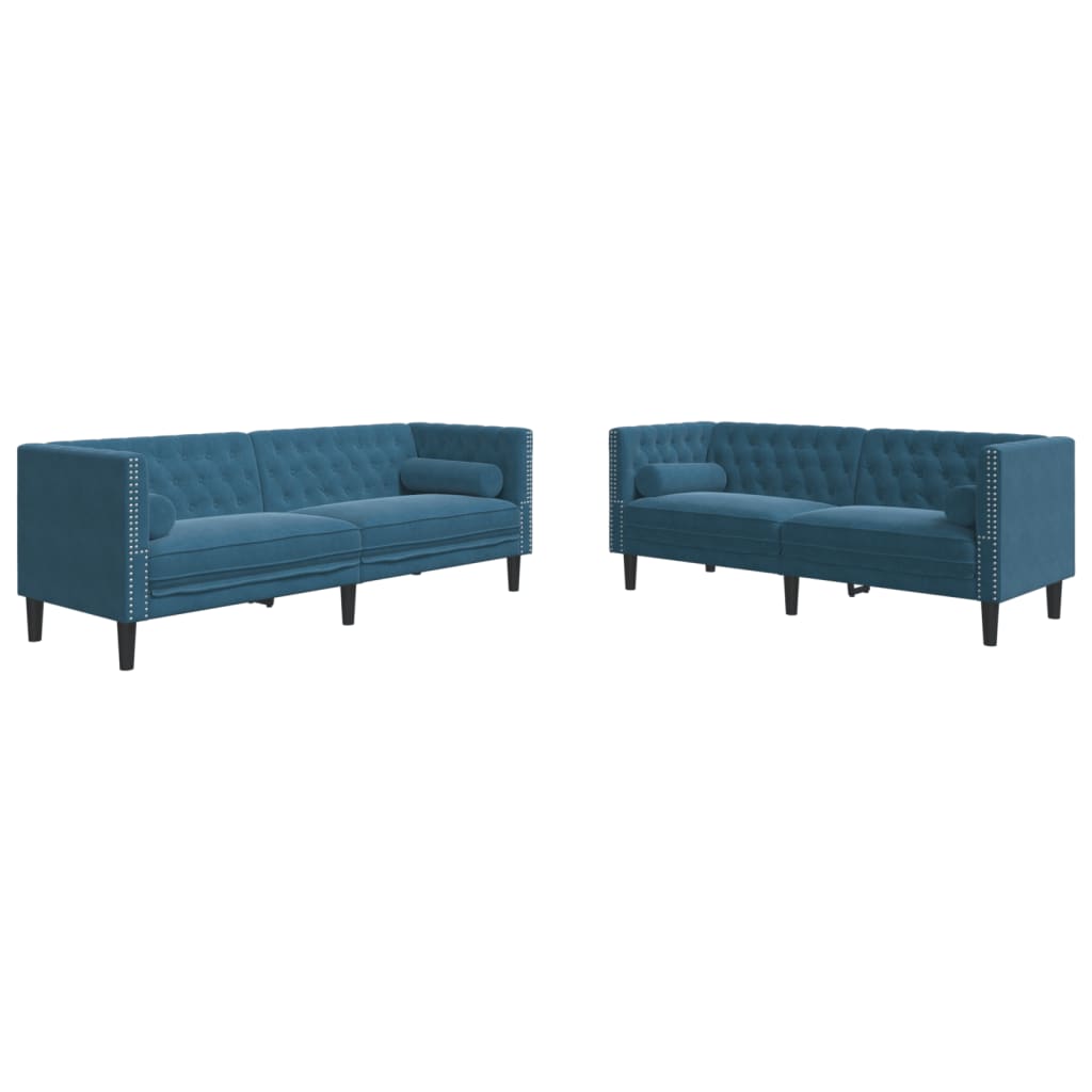 2-Delige Loungeset Chesterfield Met Bolsters Fluweel Blauw