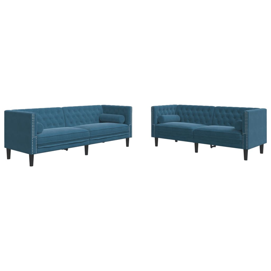 2-Delige Loungeset Chesterfield Met Bolsters Fluweel Blauw