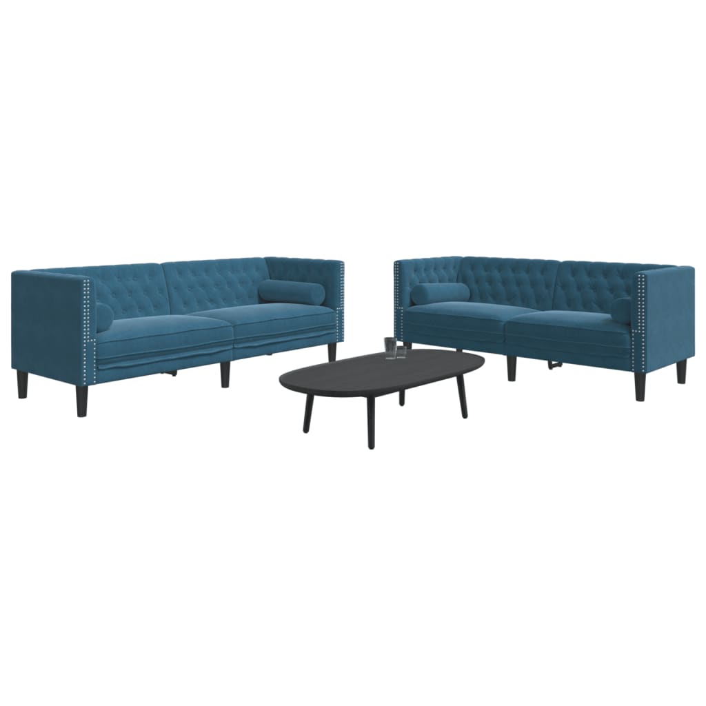 2-Delige Loungeset Chesterfield Met Bolsters Fluweel Blauw
