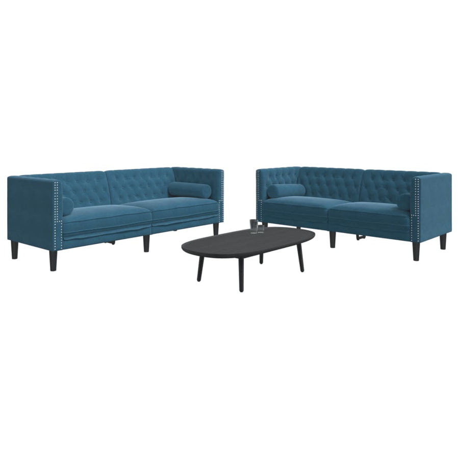 2-Delige Loungeset Chesterfield Met Bolsters Fluweel Blauw