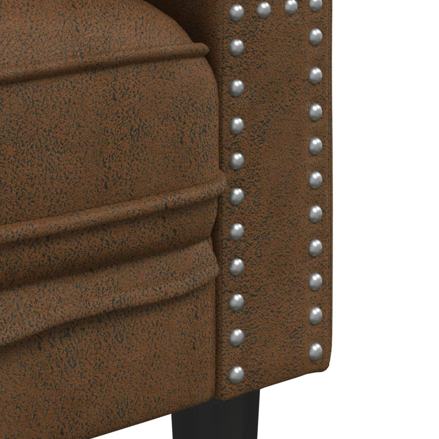 2-Delige Loungeset Chesterfield Met Bolsters Kunstsuède Bruin