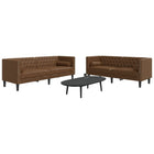 2-Piece Chesterfield Lounge Set with Bolsters Faux Suede Brown