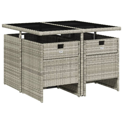 -Delige Tuinset Met Kussens Poly Rattan Lichtgrijs Glas 5
