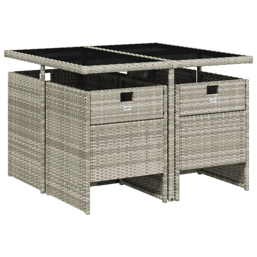 -Delige Tuinset Met Kussens Poly Rattan Lichtgrijs Glas 5