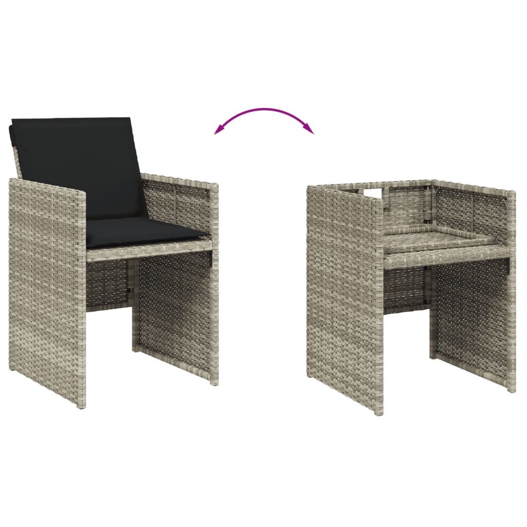 -Delige Tuinset Met Kussens Poly Rattan Lichtgrijs Glas 5