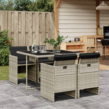 -Delige Tuinset Met Kussens Poly Rattan Lichtgrijs Glas 5
