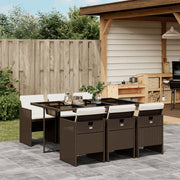 Tuinset 7-delig poly rattan bruin met kussens