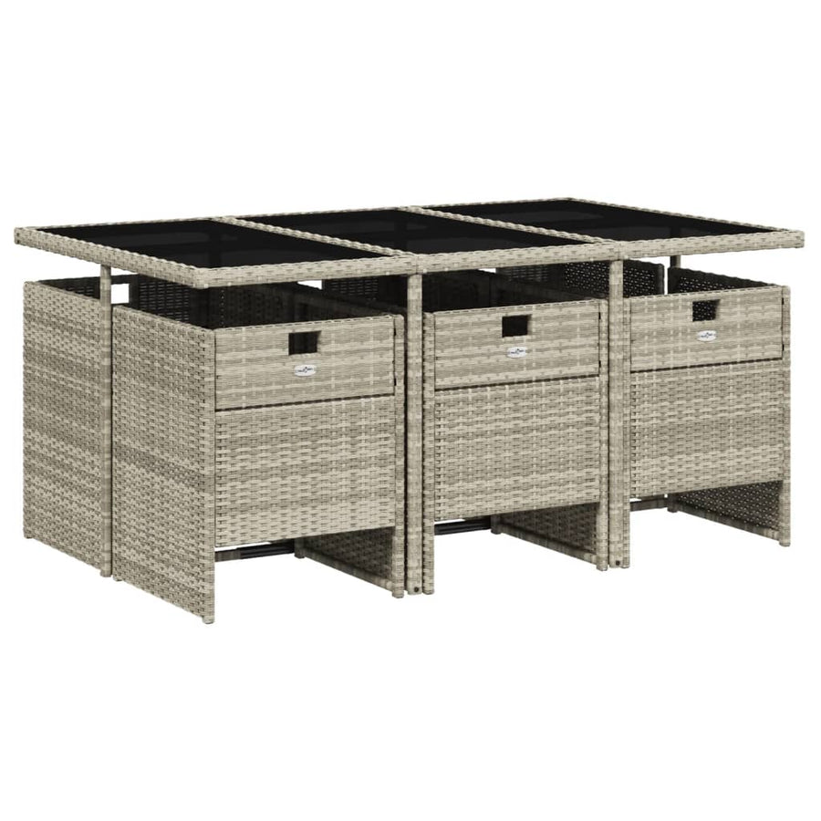 -Delige Tuinset Met Kussens Poly Rattan Grijs Lichtgrijs Glas 7