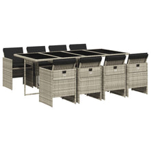 -Delige Tuinset Met Kussens Poly Rattan Lichtgrijs Glas 9