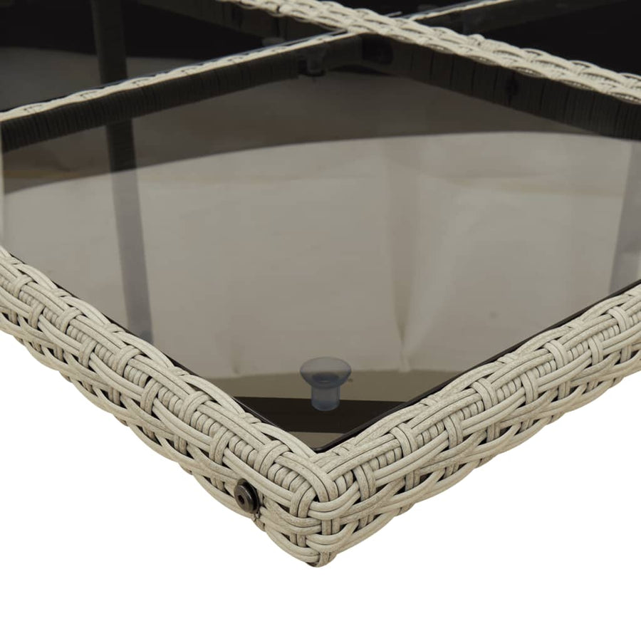 -Delige Tuinset Met Kussens Poly Rattan Lichtgrijs Glas 9
