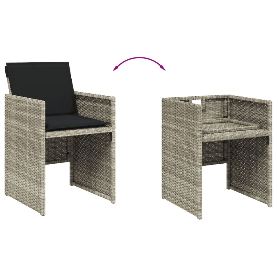 -Delige Tuinset Met Kussens Poly Rattan Lichtgrijs Glas 9