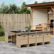 Tuinset 9-delig poly rattan gemengd beige