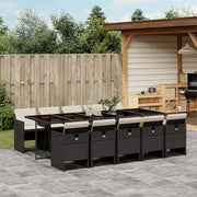 Tuinset 11-delig poly rattan zwart