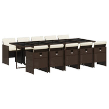 11-delige Tuinset met kussens poly rattan bruin