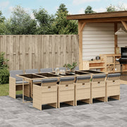Tuinset 11-delig poly rattan gemengd beige