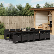 Tuinset 13-delig poly rattan zwart met kussens