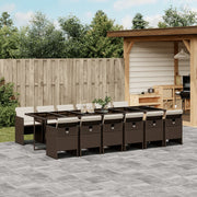 Tuinset 13-delig poly rattan bruin met kussens