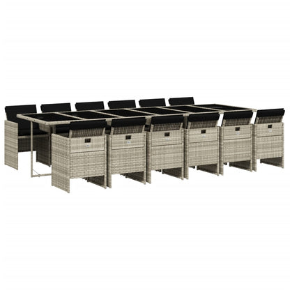 -Delige Tuinset Met Kussens Poly Rattan Lichtgrijs Glas 13