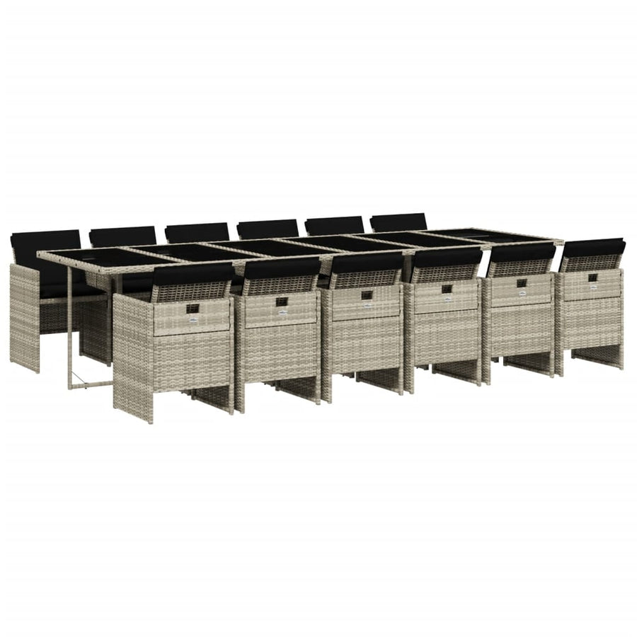 -Delige Tuinset Met Kussens Poly Rattan Lichtgrijs Glas 13