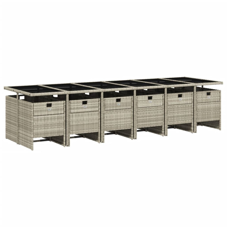 -Delige Tuinset Met Kussens Poly Rattan Lichtgrijs Glas 13