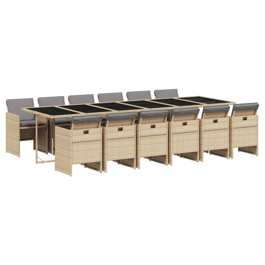 -Delige Tuinset Met Kussens Poly Rattan 13 Gemengd beige Glas
