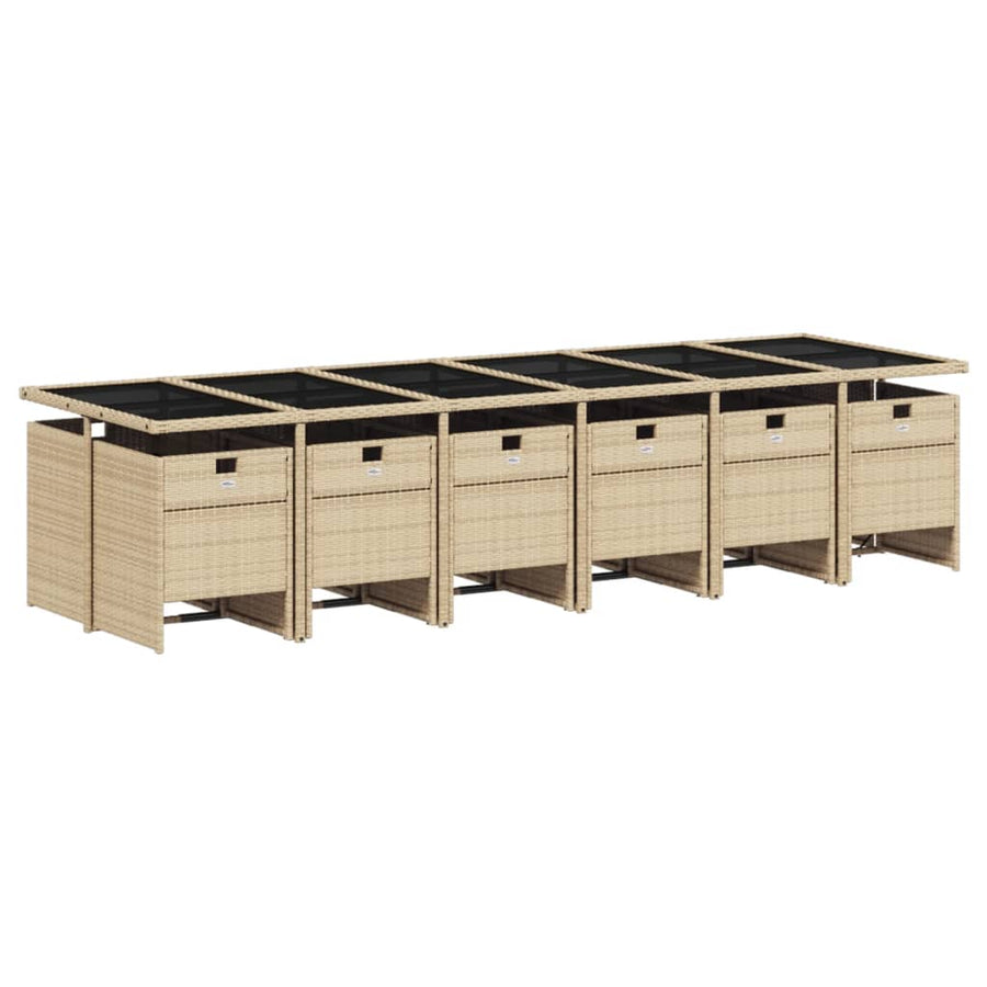 -Delige Tuinset Met Kussens Poly Rattan 13 Gemengd beige Glas