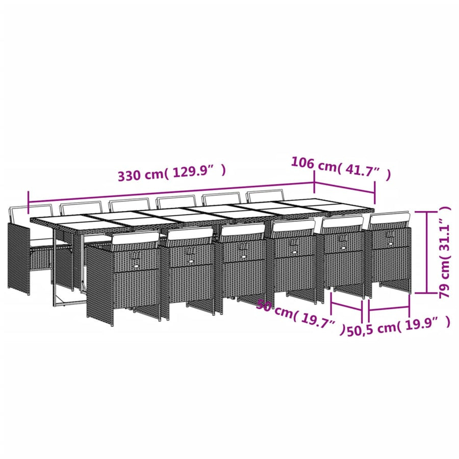 -Delige Tuinset Met Kussens Poly Rattan 13 Gemengd beige Glas